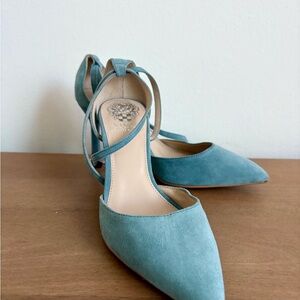 Vince Camuto Teal Suede Heels